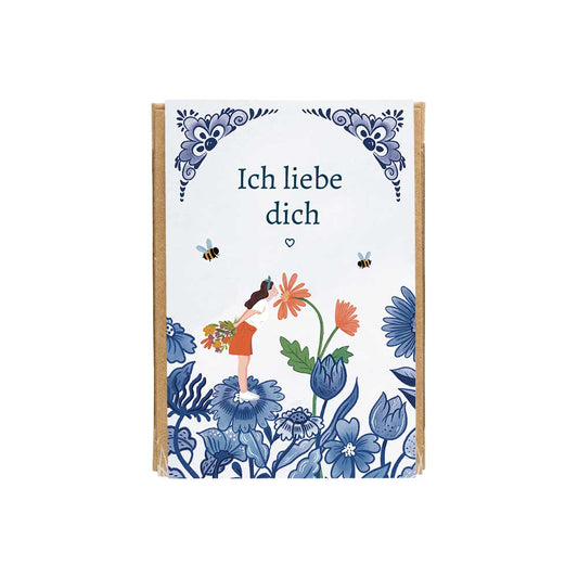 Geschenkbox Mini mit 4 Samenbomben - Delft Blue Kisses